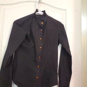 Hippocampe black button down blouse sz 38 (Small)